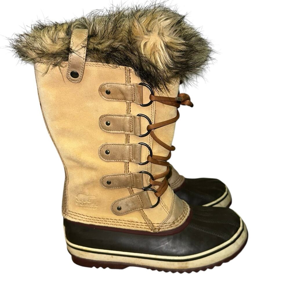 Sorel Joan of Arctic Waterproof Winter Boot Tan Black‎ Size 8